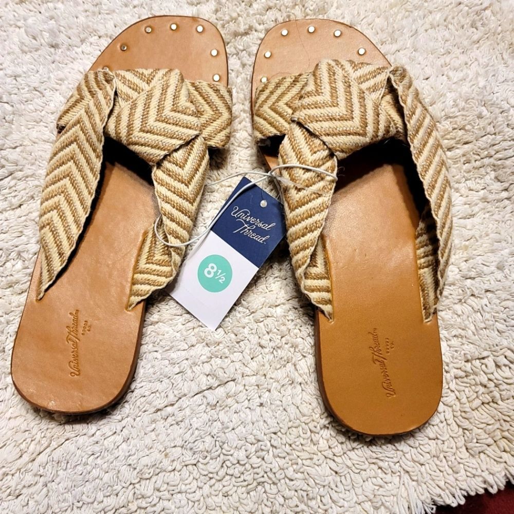 NWT Chevron Macrame texture Fabric     Slide 8.5 womens shoes